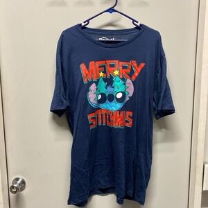 Blue Disney Stitch Christmas 2XLarge Shirt